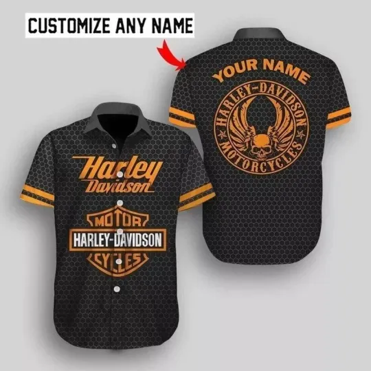 Discover Personalized Harley Motor Racing Davidson Casual Button Down Shirt