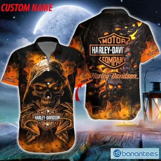 Discover Personalized Harley Motor Racing Davidson Casual Button Down Shirt
