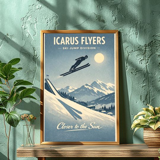 Winter Sports Art | Retro Ski Jump Poster | Vintage Olympics Slalom Poster