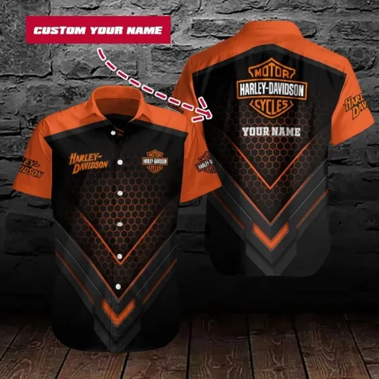 Discover Personalized Harley Motor Racing Davidson Casual Button Down Shirt