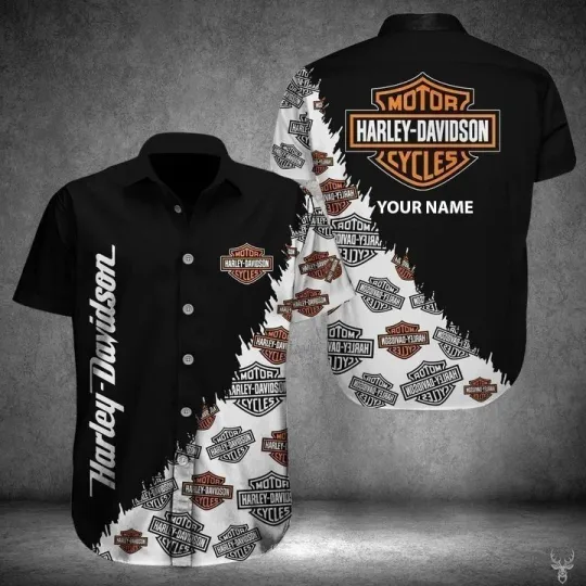 Discover Personalized Harley Motor Racing Davidson Casual Button Down Shirt