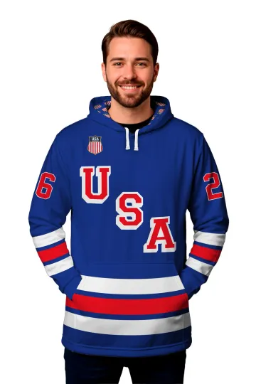Discover USA Hockey Shield 2026 Replica Jersey Blue Hoodie
