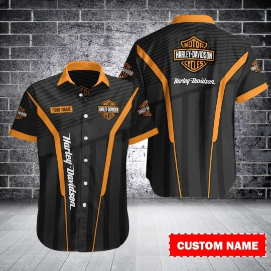 Discover Personalized Harley Motor Racing Davidson Casual Button Down Shirt