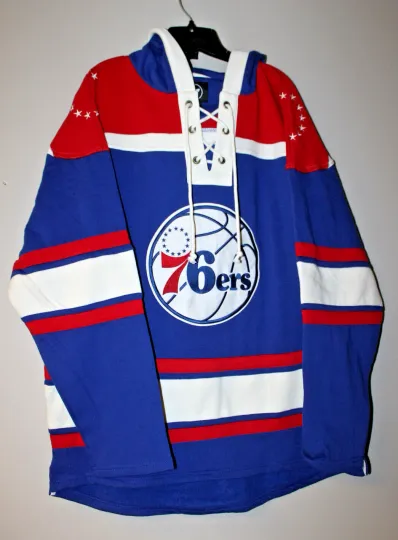 Discover New NBA Philadelphia 76ers old time jersey style mid weight cotton hoodie men S