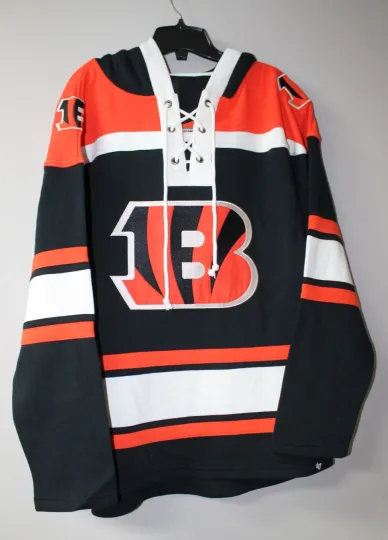 Discover New football Cincinnati Bengals old time jersey style mid weight cotton hoodie men M