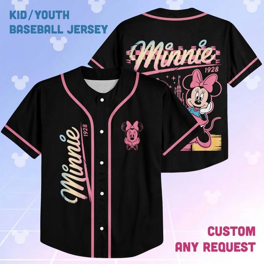 Discover Custom Disney Minnie Mouse Baseball Jersey, Disney Minnie Mouse Jersey, Disneyland Baseball Team Matching Outfit, Birthday Gift
