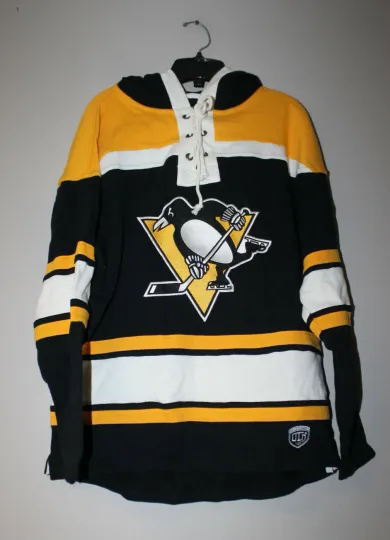 Discover New NHL Pittsburgh Penguins old time jersey style midweight cotton hoody men M