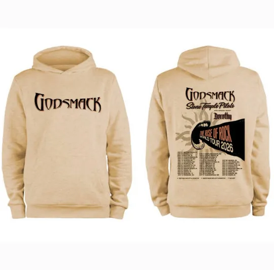 Discover Godsmack The Rise of Rock Tour 2026 Double Sided Hoodie