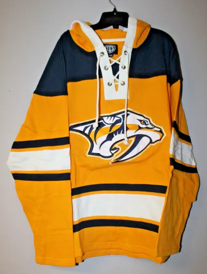 Discover New NHL Nashville Predators old time jersey style midweight cotton hoodie men S
