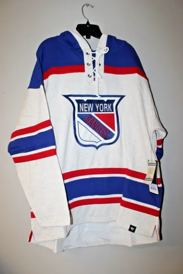 New NHL New York Rangers old time jersey style mid weight cotton hoodie men's