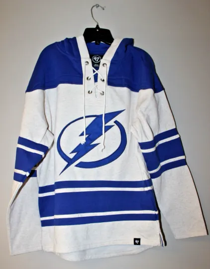 Discover New Tampa Bay Lightning old time jersey style mid weight cotton hoodie men's