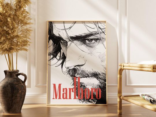 Discover Vintage Cigarette Western Cowboy Poster Print - Retro Marlboro Print - Vintage Marlboro Art Print - Vintage Cowboy Posters