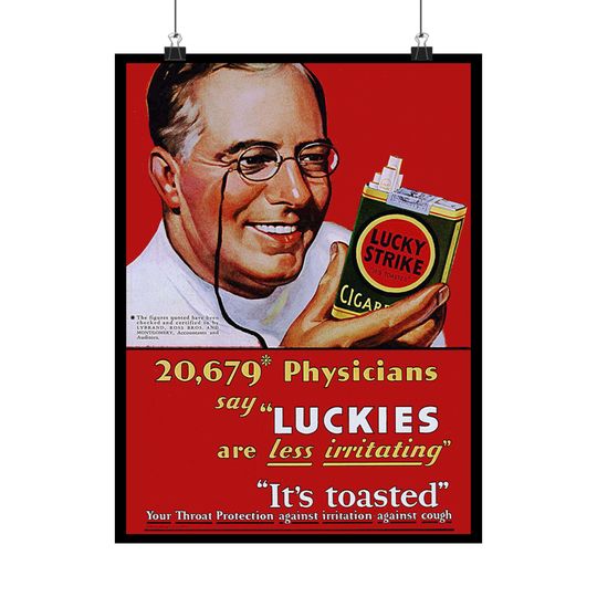 Discover Vintage Lucky Strike Cigarettes Poster Matte Vertical Poster | Retro Tobacco Ad Wall Art