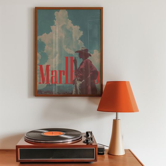 Discover Americana Cowboy Wall Art Print, Vintage Western USA Poster, Retro Marlboro-Style Western Decor