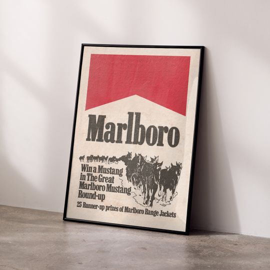 Discover Vintage Marlboro Cigarettes Beer Mat Poster - Retro Tobacco Advertising - Collectible Wall Art, Nostalgic Decor