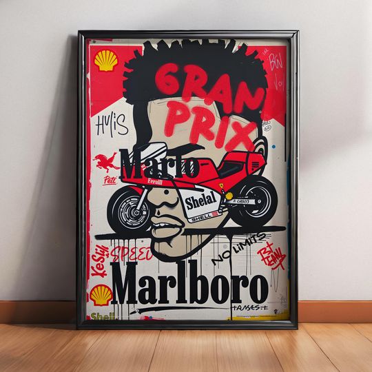 Discover Grand Prix Speed - Retro Motorcycle Racing Poster | Graffiti Art Print | Vintage Racing Ads, Moto GP Wall Art | Fast & Furious Garage Decor