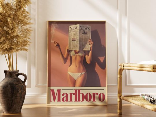 Discover Vintage Cigarette Western Cowboy Poster Print - Retro Marlboro Print - Vintage Marlboro Art Print - Vintage Cowboy Posters