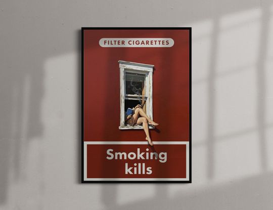 Discover Vintage Smoking Kills Poster Minimalist Wall Art Vintage Home Decor Retro Poster Gift For Book Lover