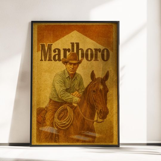 Discover Vintage Marlboro Cowboy Poster - Retro Western Wall Art Print - Marlboro Man - Vintage Marlboro Advertisement Print - Cowboy Western Poster