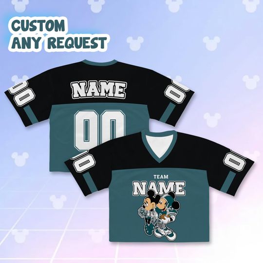 Discover Custom Disney Mickey Minnie Philadelphia Crop Football Jersey, Personalized Name Number Team Shirt