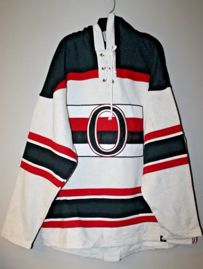Discover New NHL Ottawa Senators old time jersey style mid weight cotton hoodie men's