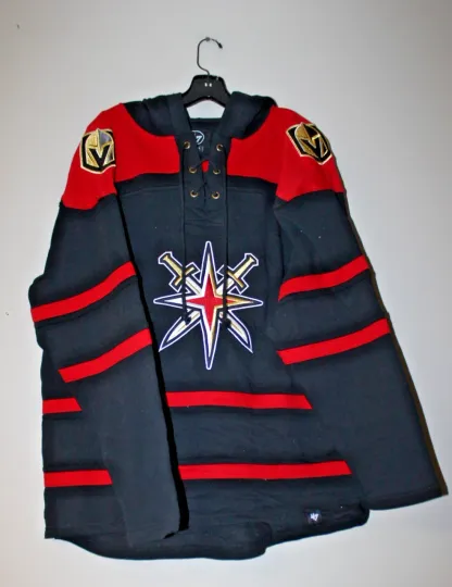Discover New Vegas Golden Knights old time jersey style mid weight cotton hoodie men's