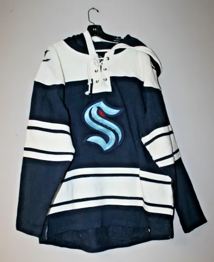 Discover New NHL seattle kraken old time jersey style mid weight cotton hoodie men