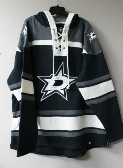 Discover New NHL Dallas Stars lacer old time jersey style mid weight cotton hoodie men
