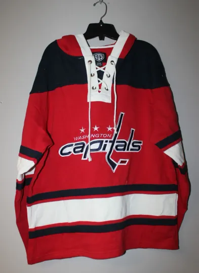 Discover New NHL Washington Capitals old time jersey style midweight cotton hoody men's