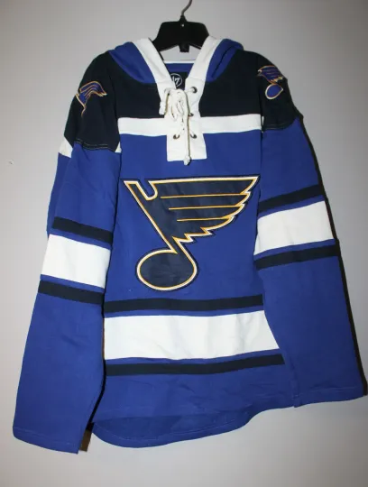 New NHL St. Louis Blues old time style jersey mid weight cotton hoodie men's