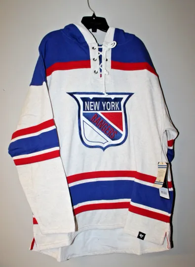 New NHL New York Rangers old time jersey style mid weight cotton hoodie men
