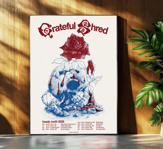 Grateful Shred Heads North 2026 Pacific Northwest Tour Vertical Poster