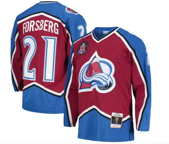 Discover Men's Colorado Peter Forsberg Mitchell & Ness Burgundy 1995/96 Jersey