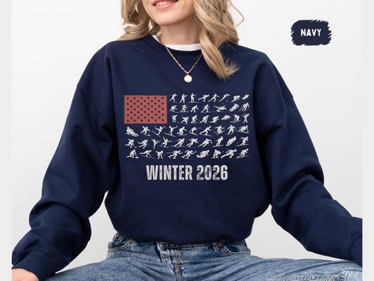 Discover Patriotic USA Winter Sports 2026 Sweatshirt' USA flag Winter  Skier Snowboarder Skater, Vintage Athletic, Unisex Multi-Color
