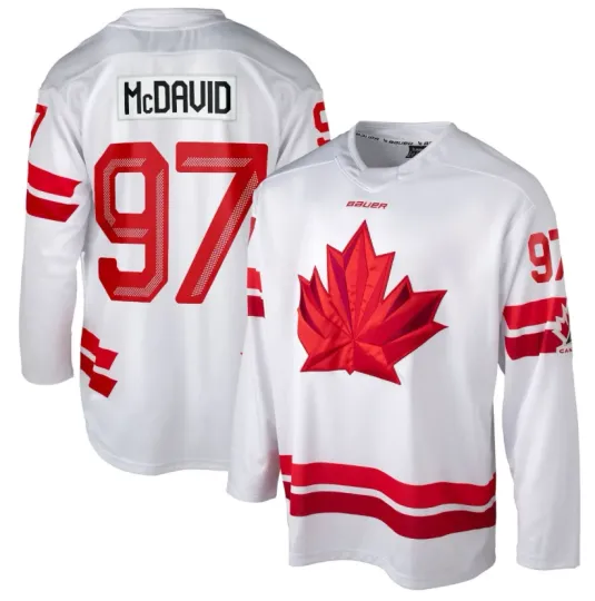 Discover Men's 2026 Canada Bauer Olympics White Replica Hockey Jersey Connor McDavid