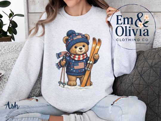 Discover USA Winter Sports Sweatshirt, 2026 Winter Crewneck, Patriotic Skiing Games Fleece