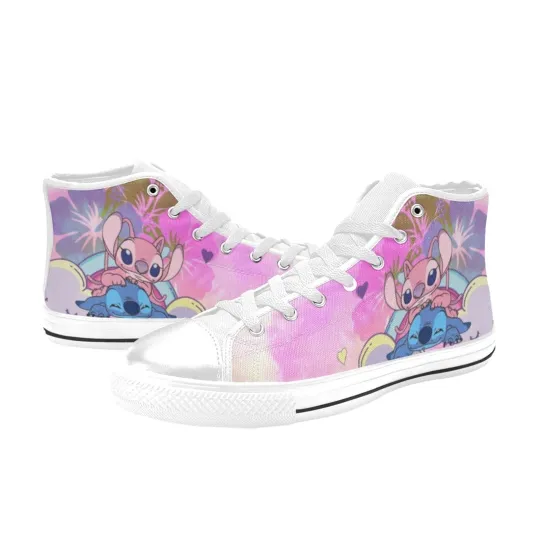 Discover Cute Stitch And Angel High Top Shoes Sneakers