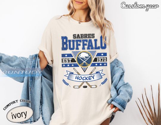 Discover Buffalo Sabre Vintage T-shirt, Buffalo Hockey T-shirt, Sabres T-Shirt, Hockey Fan Shirt, Retro Buffalo Ice Hockey