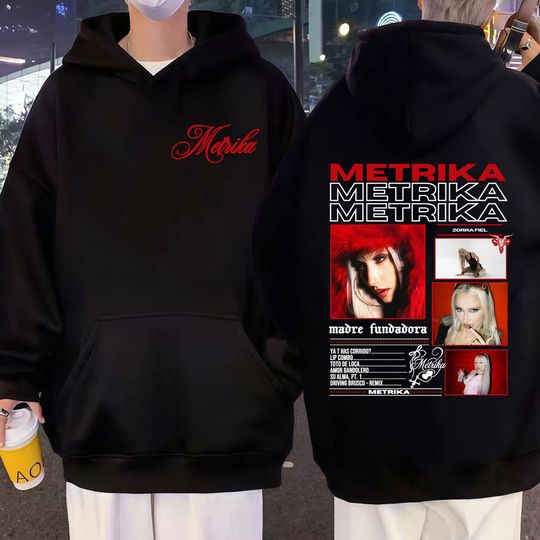 Discover Metrika Madie Fundadora Album Tour Graphic Sweatshirts Men Women Retro Fashion Oversized Hoodies Long Sleeve Pullover Streetwear