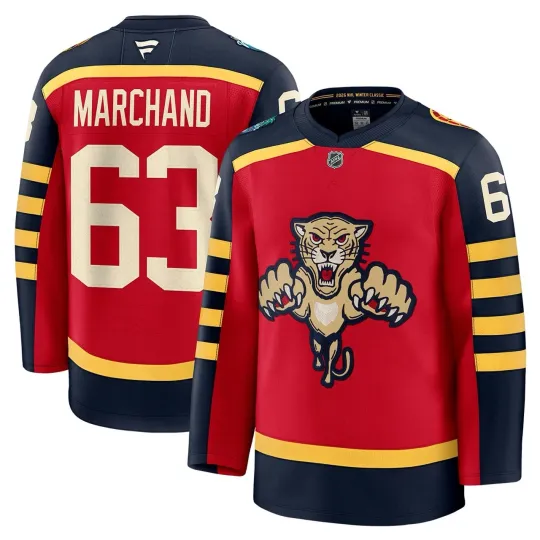 Discover Florida Panthers Marchand #63 2026 NHL Winter Classic Jersey Red Size 52