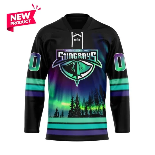 Soutth Carolina Stingrays Special Design With Northern Lights Lace Hockey Shirt