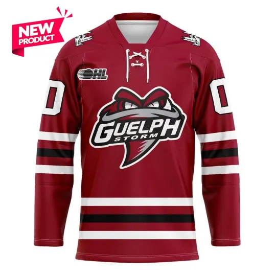 Discover Personalized Guellph Storm 2025 Red Lace Hockey Shirt
