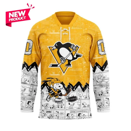 Discover Personalized Pittsburgh Penguiins Special Peanuts Lace Hockey Shirt