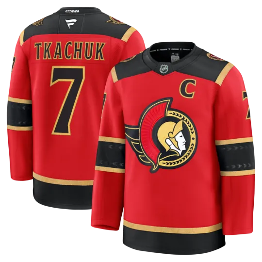 Discover Ottawa Senators Brady Tkachuk #7 Fanatics Men's Red Alternate Premium NHL Jersey
