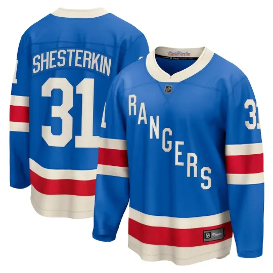 Discover New York Rangers Igor Shesterkin Fanatics Blue Centennial Breakaway NHL Jersey