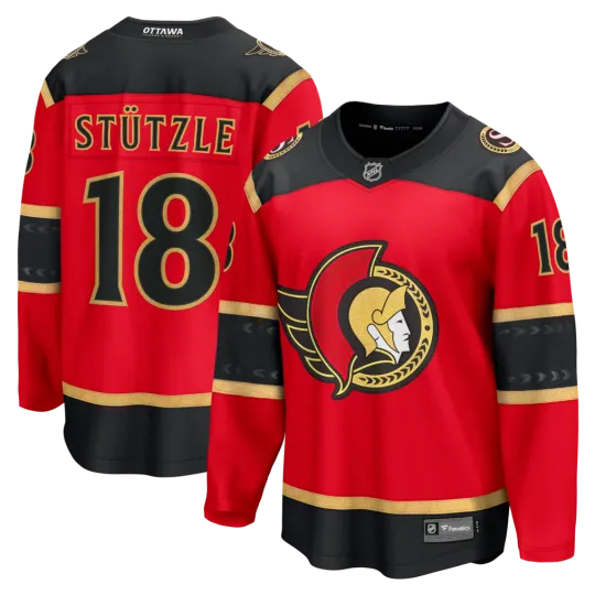Discover Ottawa Senators Tim Stutzle #18 Fanatics Red Alternate Breakaway NHL Jersey