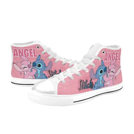 Stitch And Angel High Top Shoes Sneakers