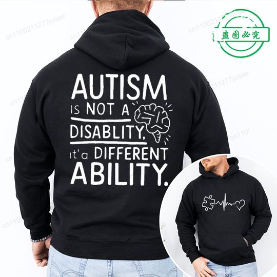 Discover Autism It's Not A Disability It's A Different Ability Print Men Women Hoodies Sweatshirts Autism Fashion Personality Sweatshirts
