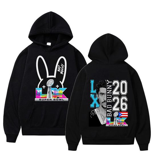 Bad Bunny SuperBowl Hoodies Long Sleeve Winter Hooded Graphic Print Clothing Women Men Autumn Winter Tops Fashion Streetwear