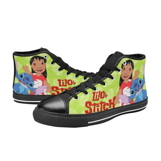Discover Lilo & Stitch Sneakers Men's Custom High Top Canvas Shoes